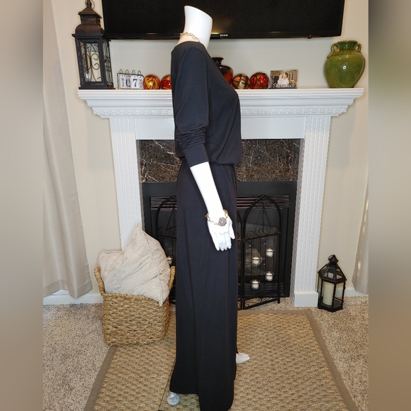 SPLENDID LONG SLEEVE MODAL & PIMA COTTON MAXI DRESS, BLACK M - Picture 5 of 12